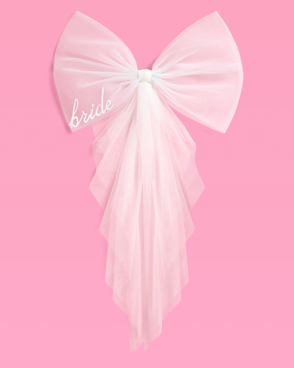 Embroidered Bride Bikini Bow - clip on bathing suit bow
