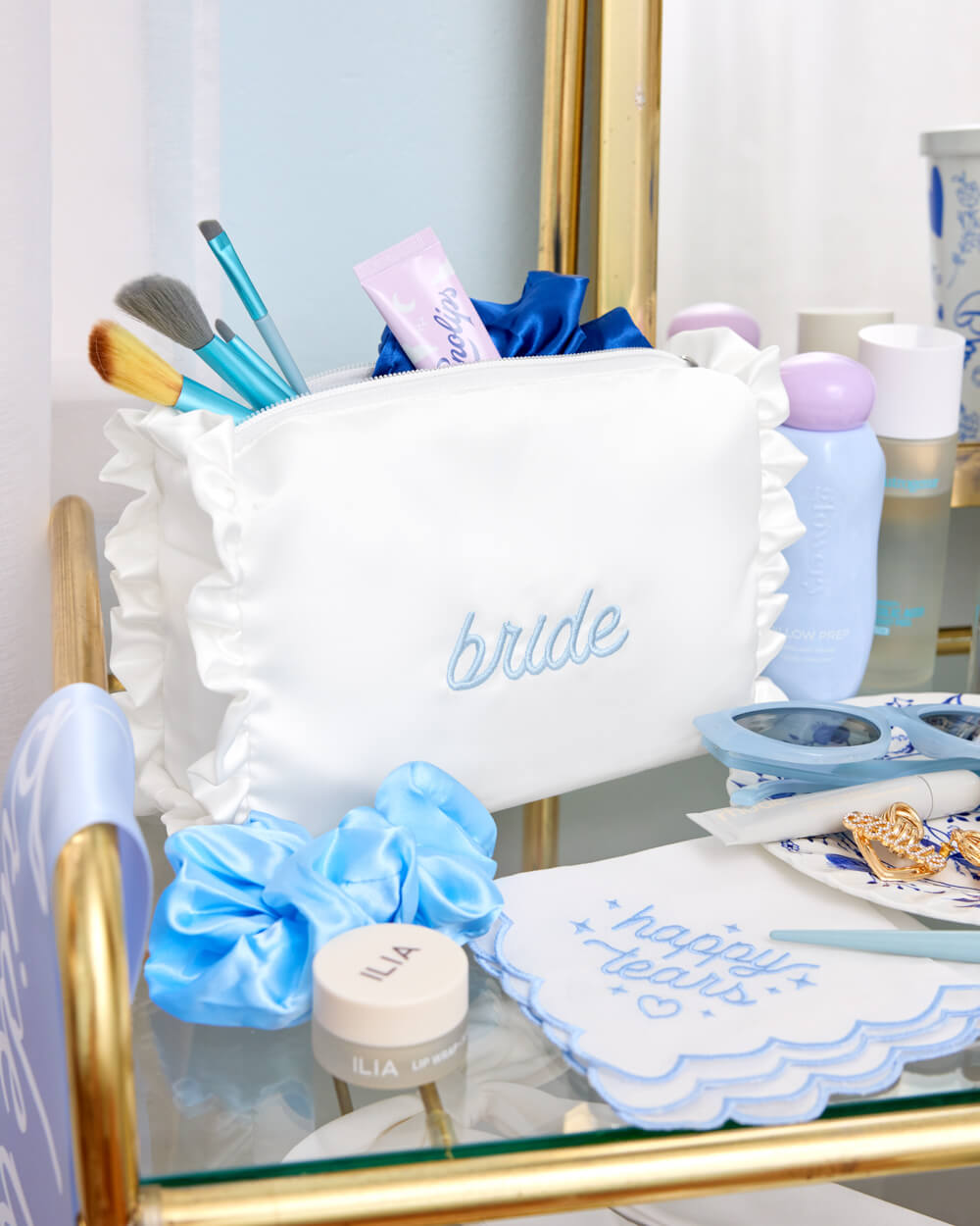 Bride Cosmetic Bag - cream embroidered bag