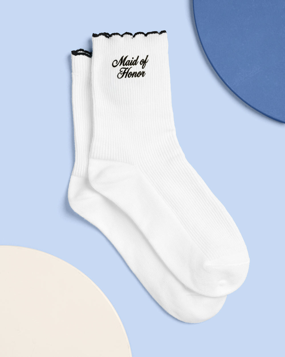 Maid of Honor Sock - white ribbed cotton sock - Bexa Boutique