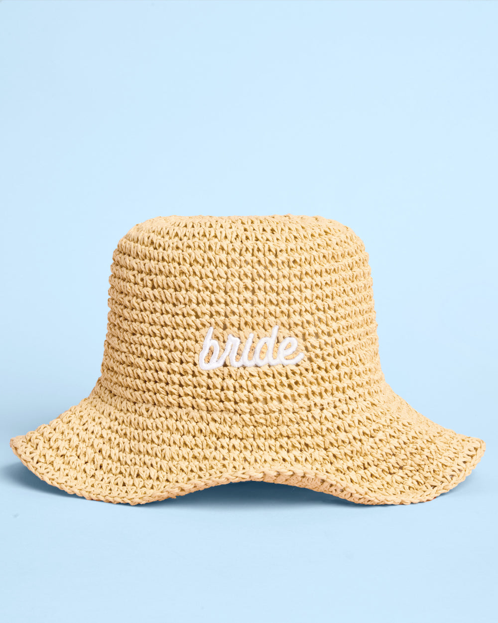 Straw Bride Bucket Hat - embroidered hat