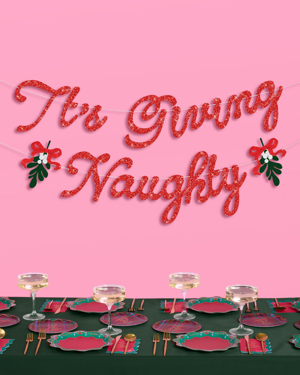 It's Giving Naughty Banner - red glitter banner - Bexa Boutique