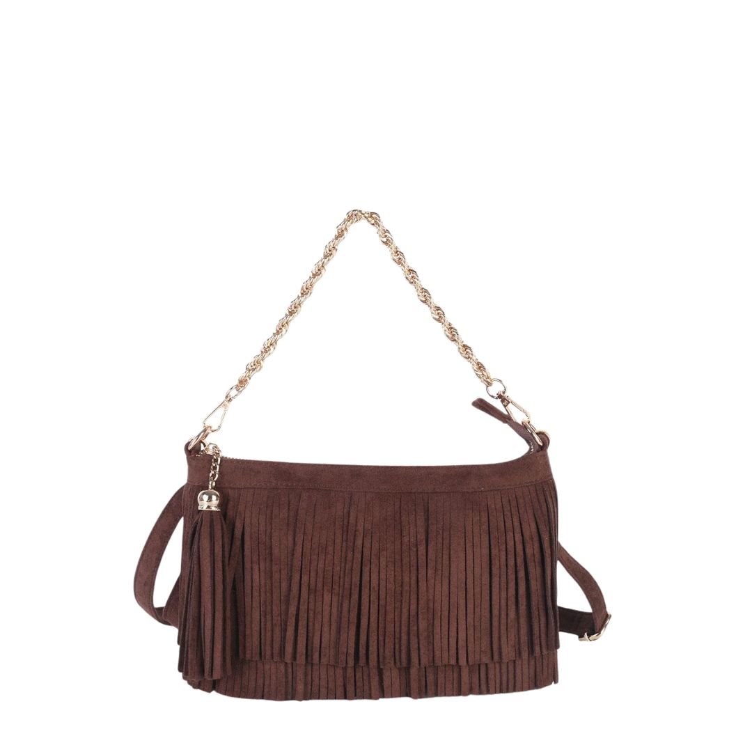 Sloane Fringe Faux Suede Clutch
