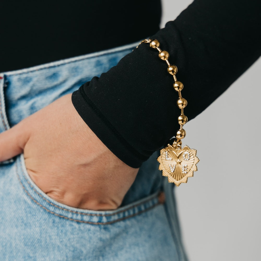Sunburst Heart Love Beaded Bracelet - WATERPROOF - Bexa Boutique
