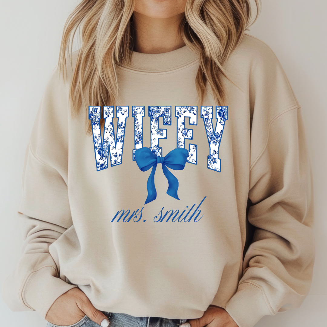 Personalized Floral Wifey Tee