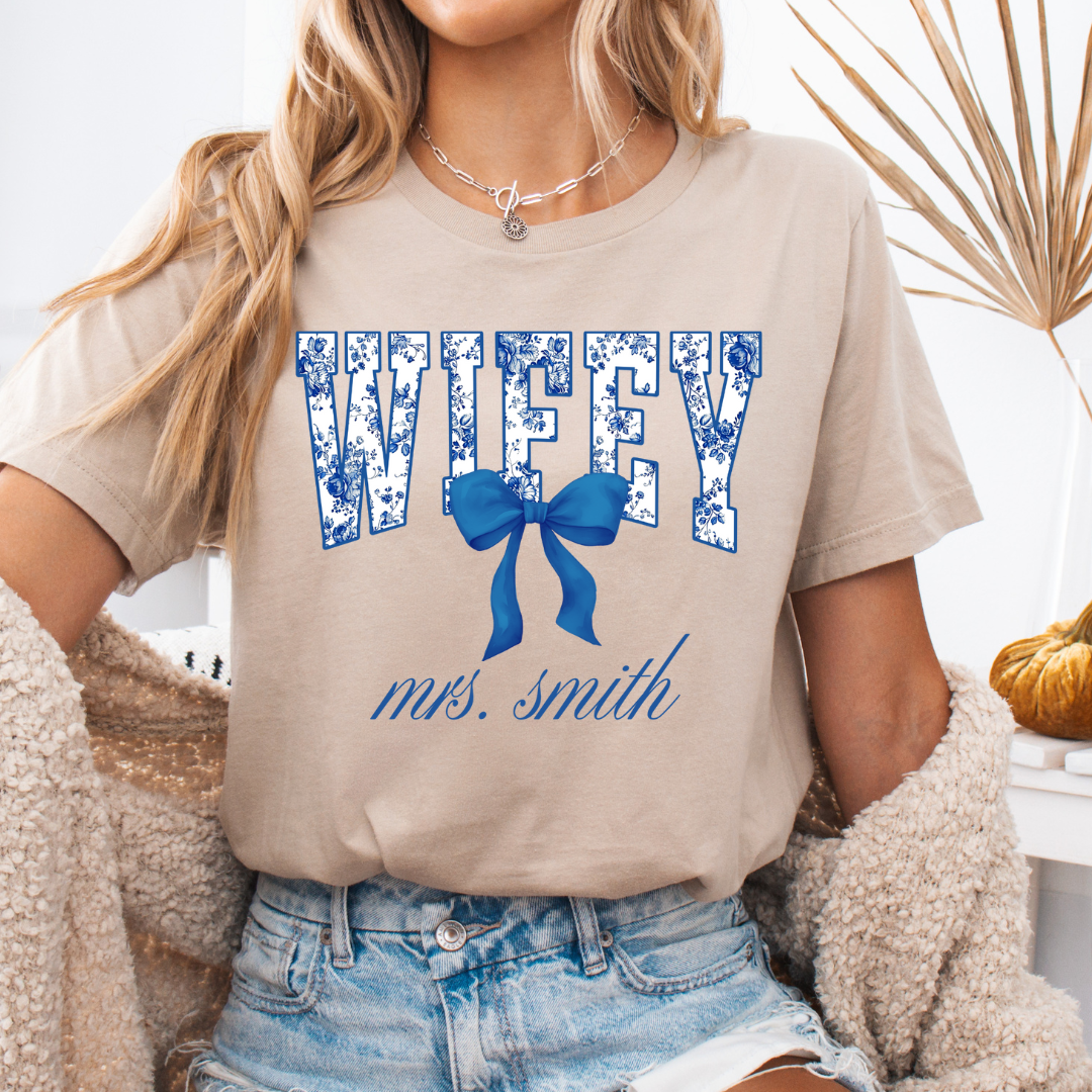 Personalized Floral Wifey Tee