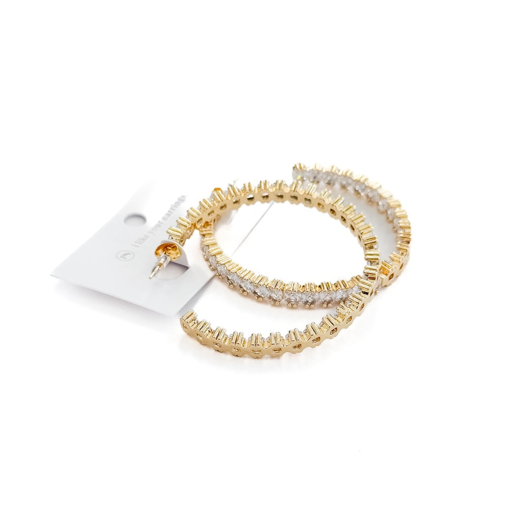 Bold and Beautiful Diamond Hoop Earrings - WATERPROOF - Bexa Boutique