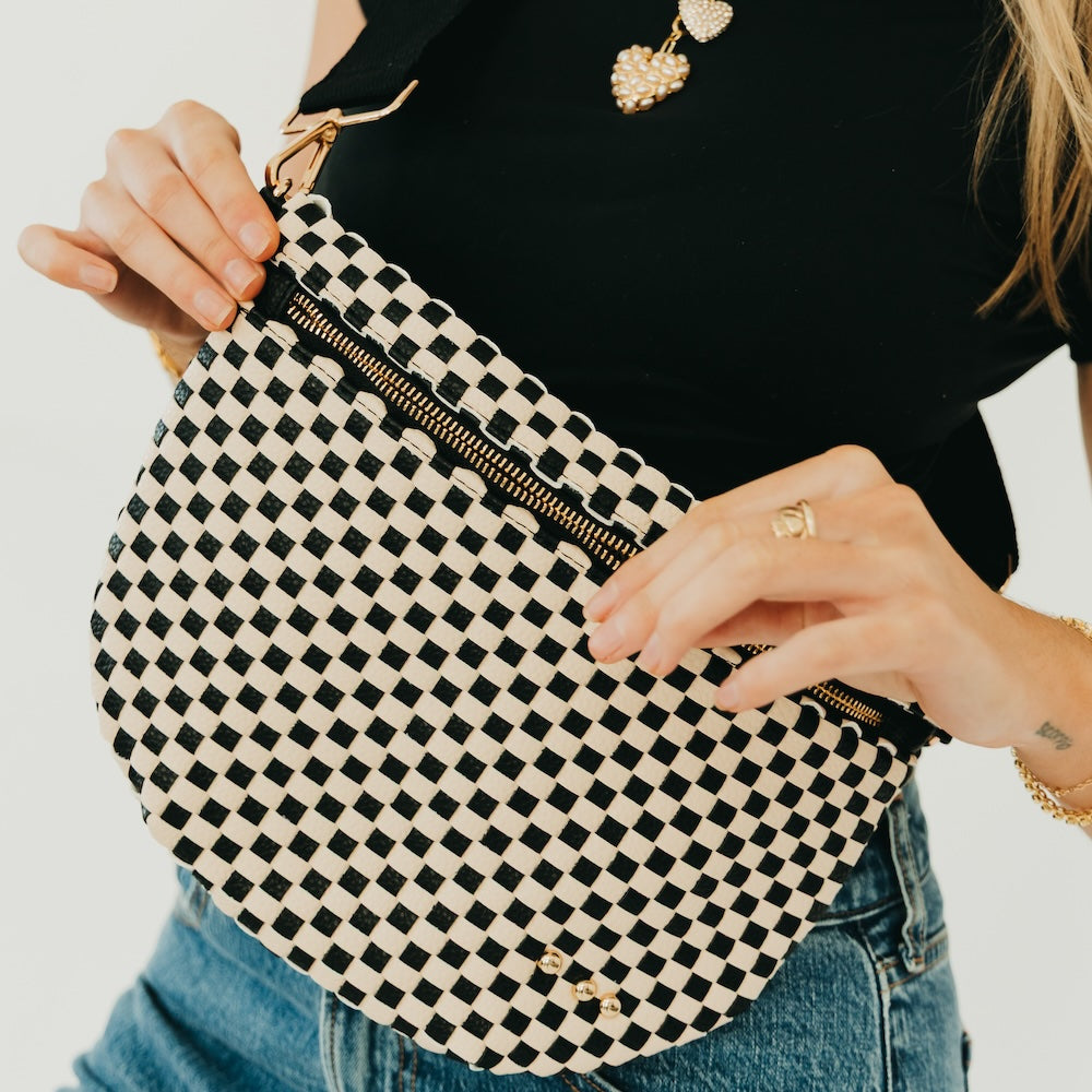 Westlyn Woven Bum Bag - TOP SELLER - Woven Checkered Black - Bexa Boutique