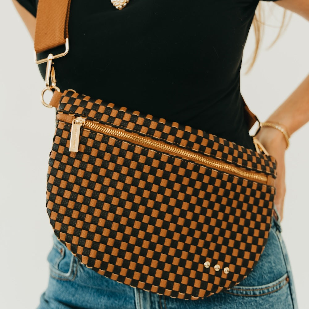 Westlyn Woven Bum Bag - TOP SELLER - Woven Checkered Black - Bexa Boutique