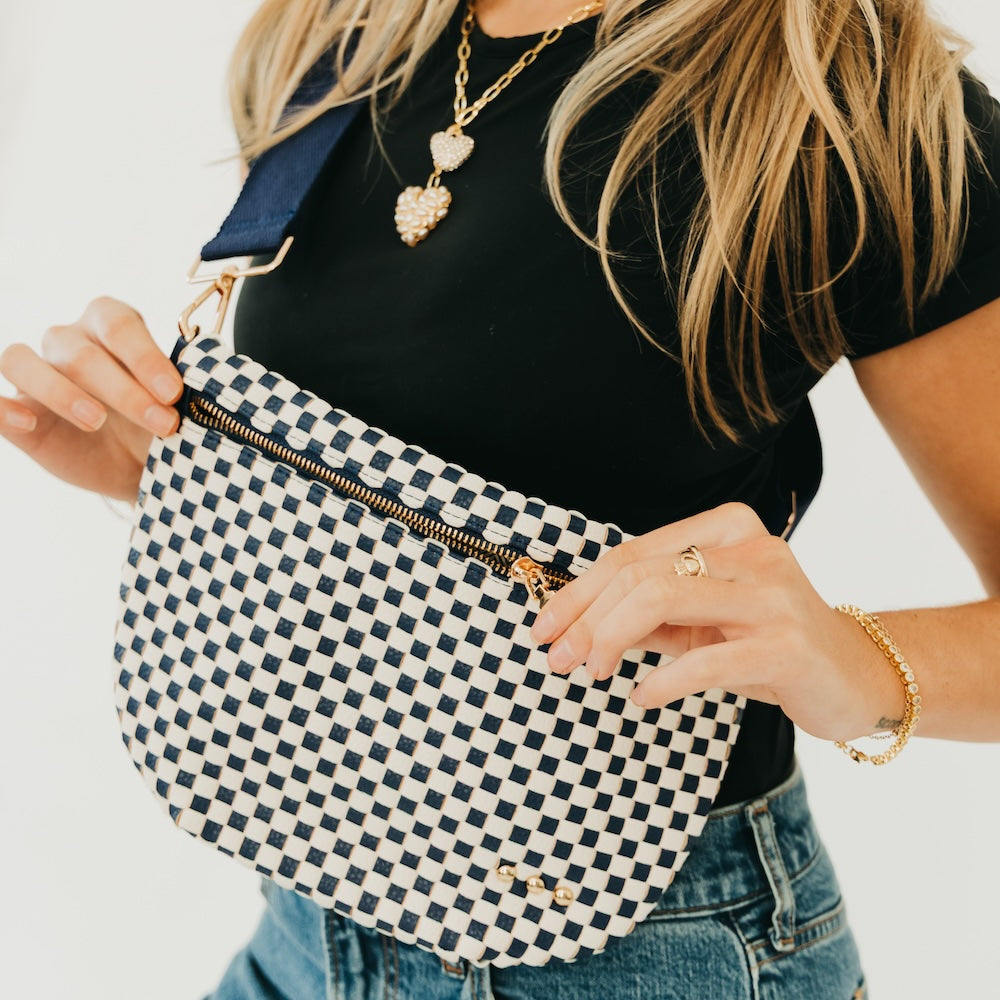 Westlyn Woven Bum Bag - TOP SELLER - Woven Checkered Black - Bexa Boutique