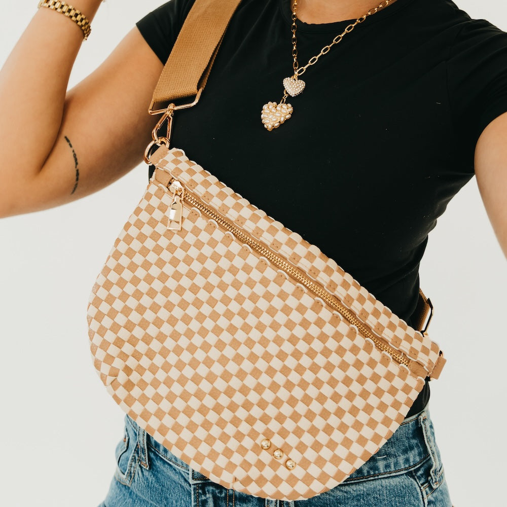 Westlyn Woven Bum Bag - TOP SELLER - Woven Checkered Black - Bexa Boutique