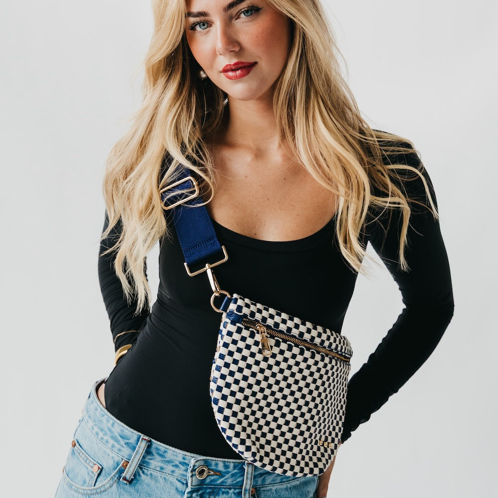 Westlyn Woven Bum Bag - TOP SELLER - Woven Checkered Black - Bexa Boutique