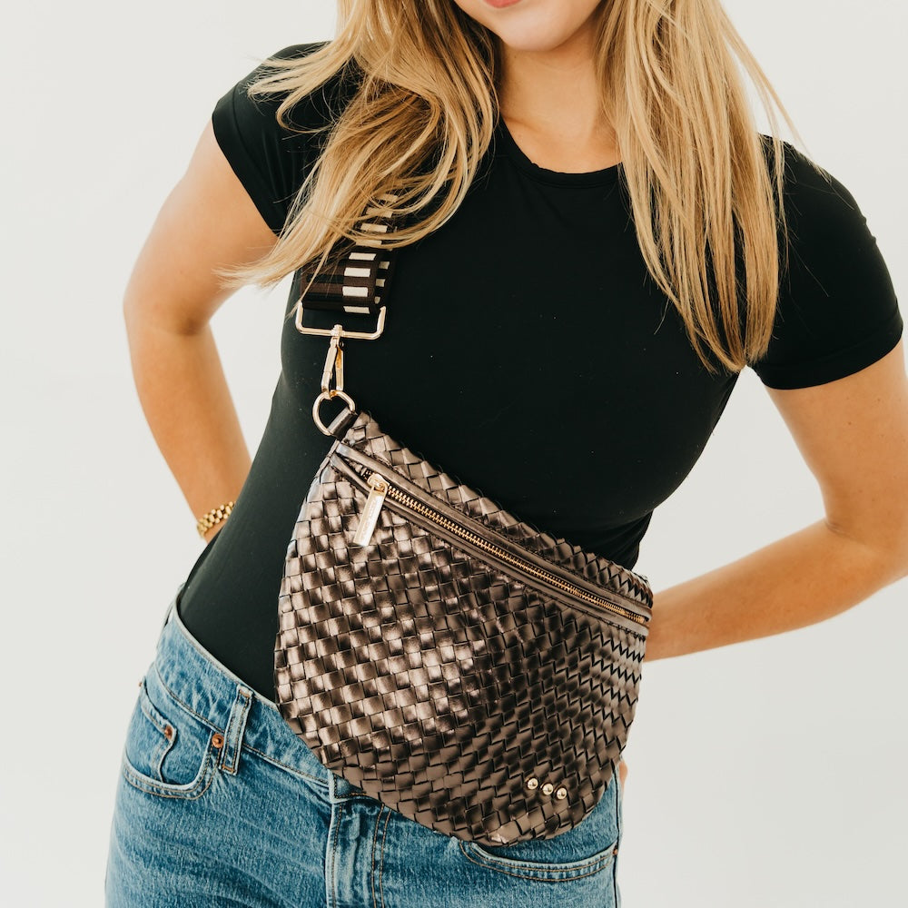 Westlyn Woven Bum Bag - TOP SELLER - Woven Checkered Black - Bexa Boutique