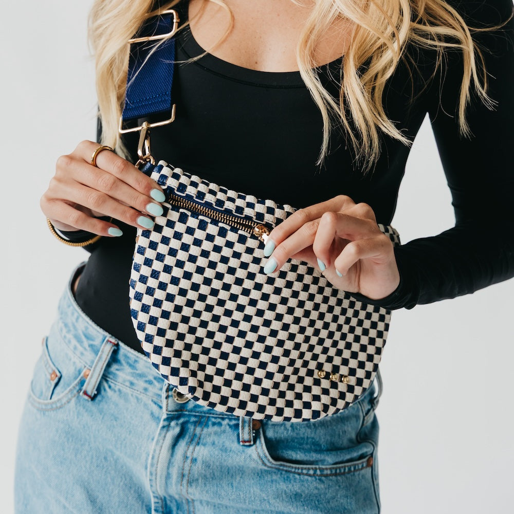 Westlyn Woven Bum Bag - TOP SELLER - Woven Checkered Black - Bexa Boutique