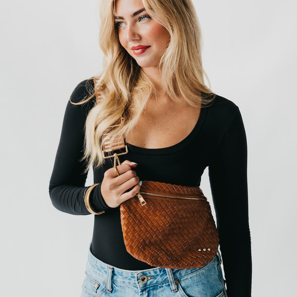 Westlyn Woven Bum Bag - TOP SELLER - Woven Checkered Black - Bexa Boutique