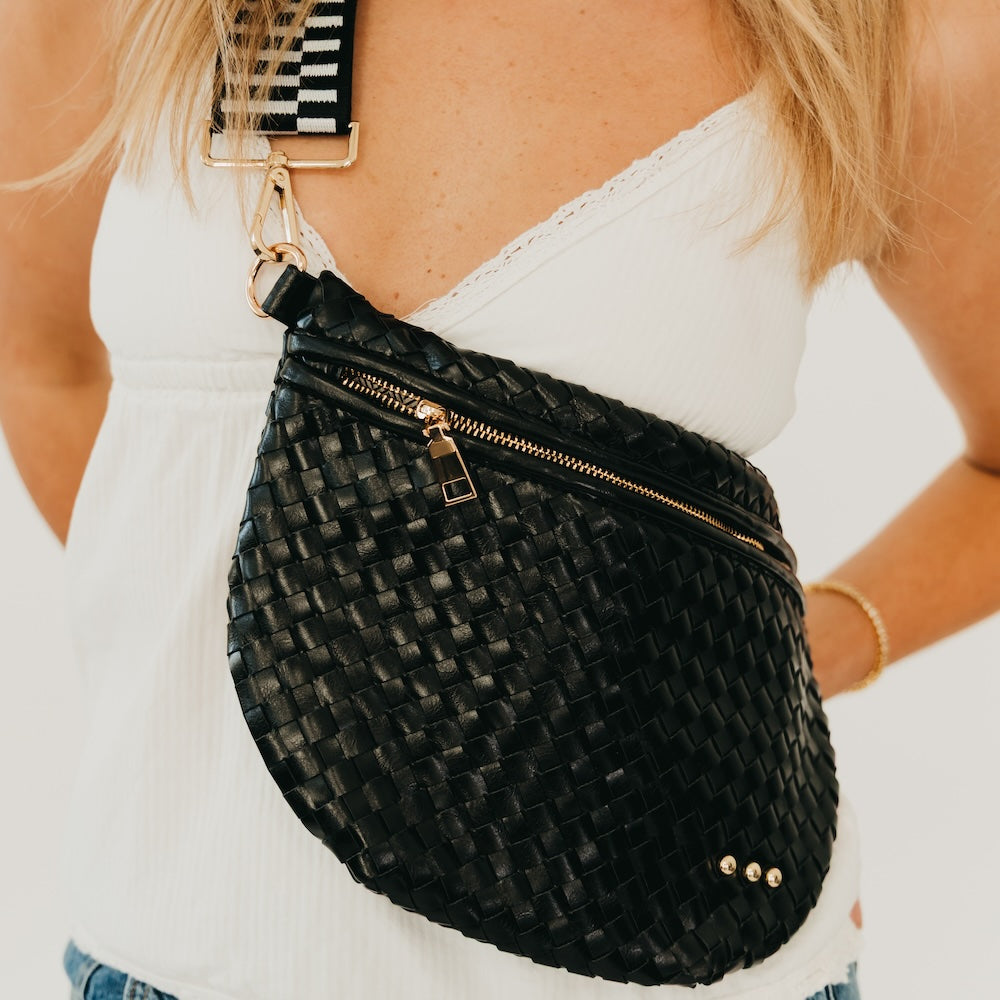 Westlyn Woven Bum Bag - TOP SELLER - Woven Checkered Black - Bexa Boutique