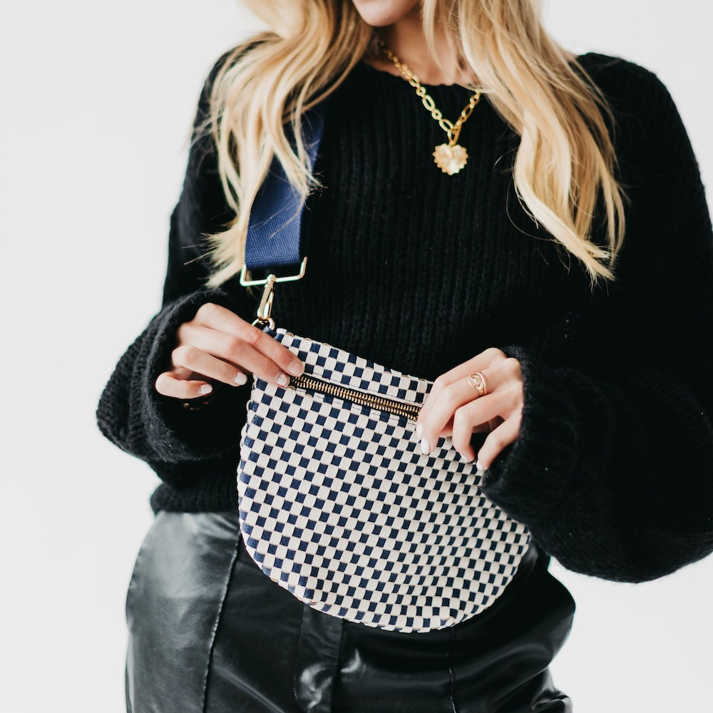Westlyn Woven Bum Bag - TOP SELLER - Woven Checkered Black - Bexa Boutique