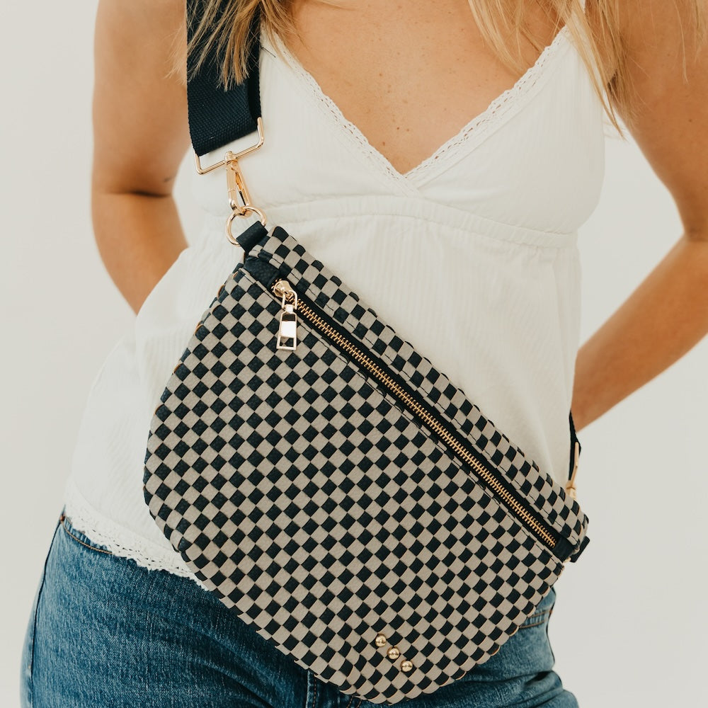 Westlyn Woven Bum Bag - TOP SELLER - Woven Checkered Black - Bexa Boutique