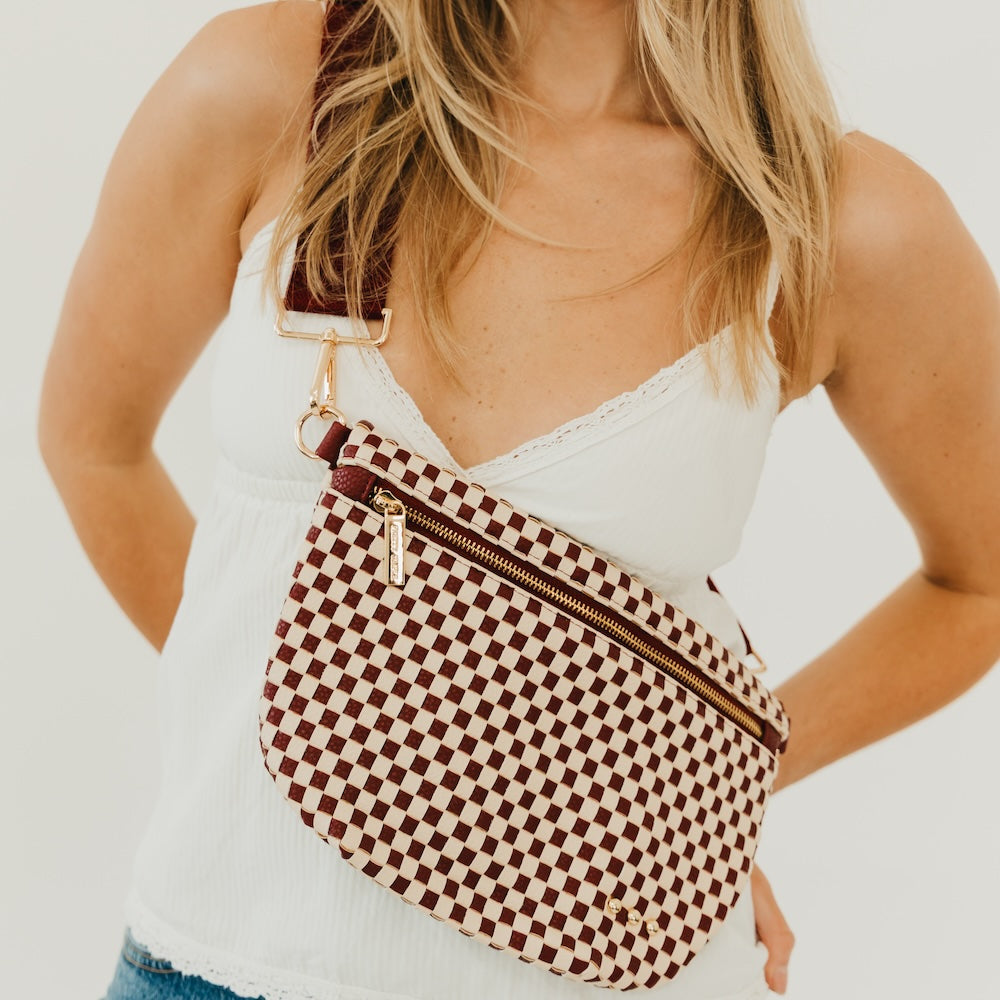 Westlyn Woven Bum Bag - TOP SELLER - Woven Checkered Black - Bexa Boutique