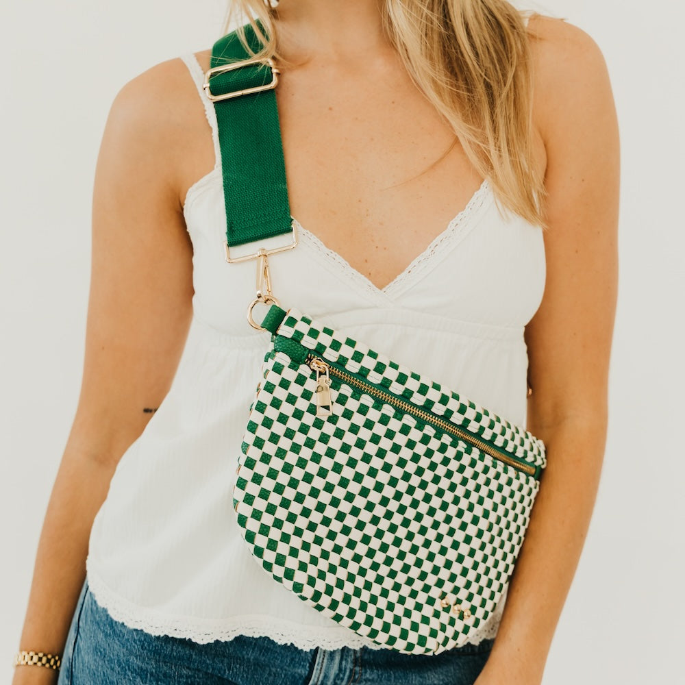 Westlyn Woven Bum Bag - TOP SELLER - Woven Checkered Black - Bexa Boutique