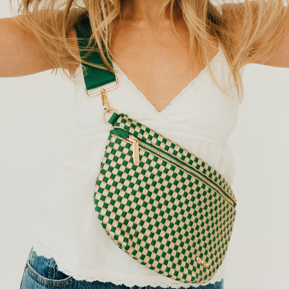 Westlyn Woven Bum Bag - TOP SELLER - Woven Checkered Black - Bexa Boutique