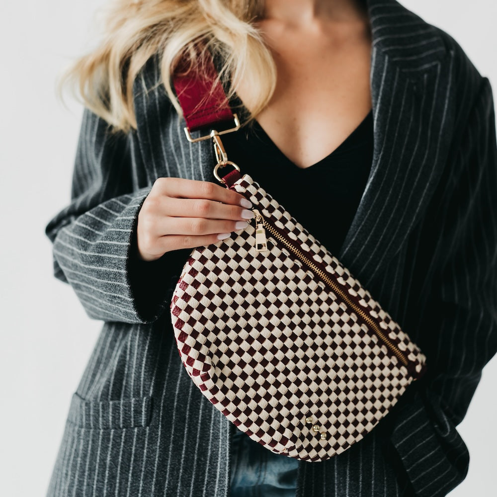 Westlyn Woven Bum Bag - TOP SELLER - Woven Checkered Black - Bexa Boutique