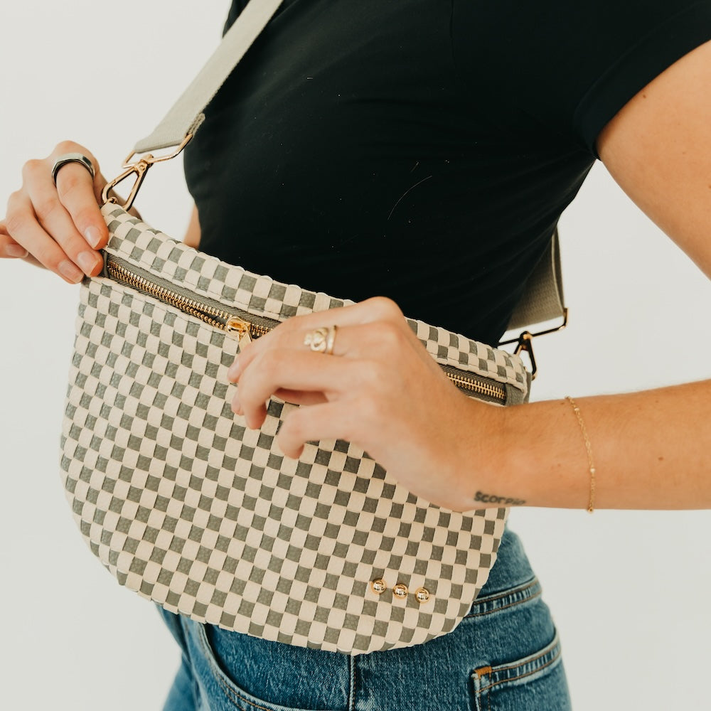 Westlyn Woven Bum Bag - TOP SELLER - Woven Checkered Black - Bexa Boutique