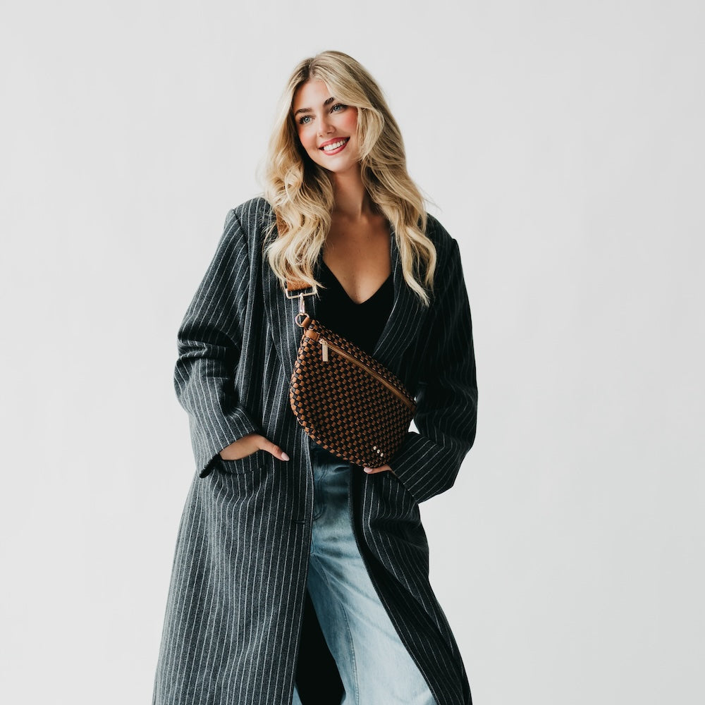 Westlyn Woven Bum Bag - TOP SELLER - Woven Checkered Black - Bexa Boutique