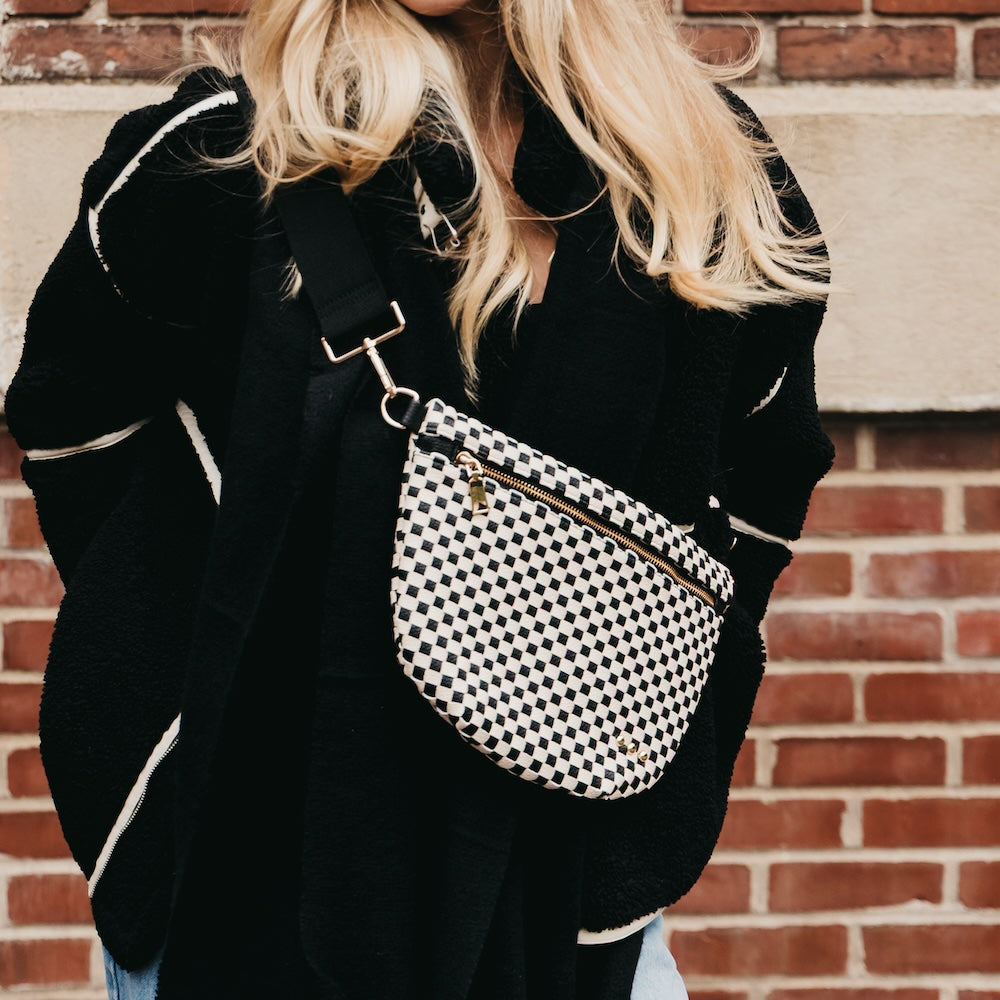 Westlyn Woven Bum Bag - TOP SELLER - Woven Checkered Black - Bexa Boutique