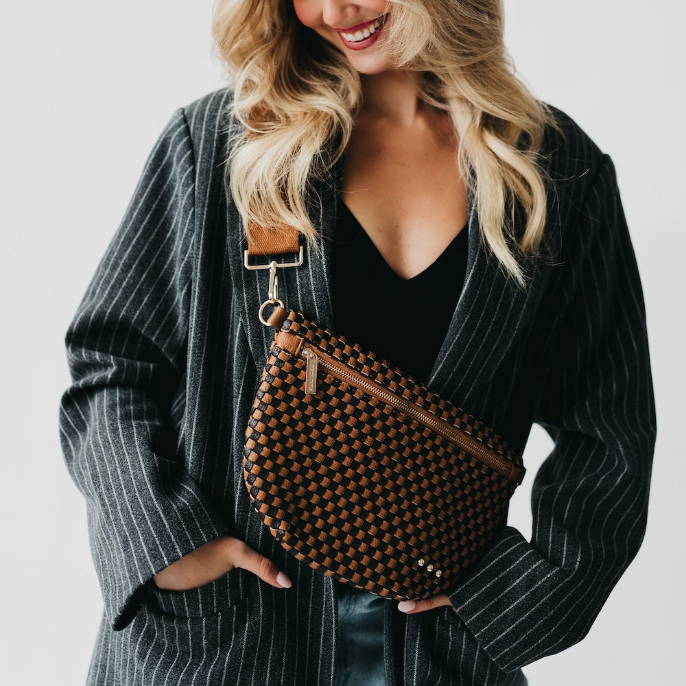 Westlyn Woven Bum Bag - TOP SELLER - Woven Checkered Black - Bexa Boutique