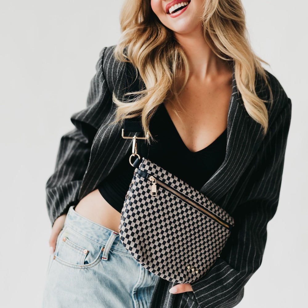 Westlyn Woven Bum Bag - TOP SELLER - Woven Checkered Black - Bexa Boutique