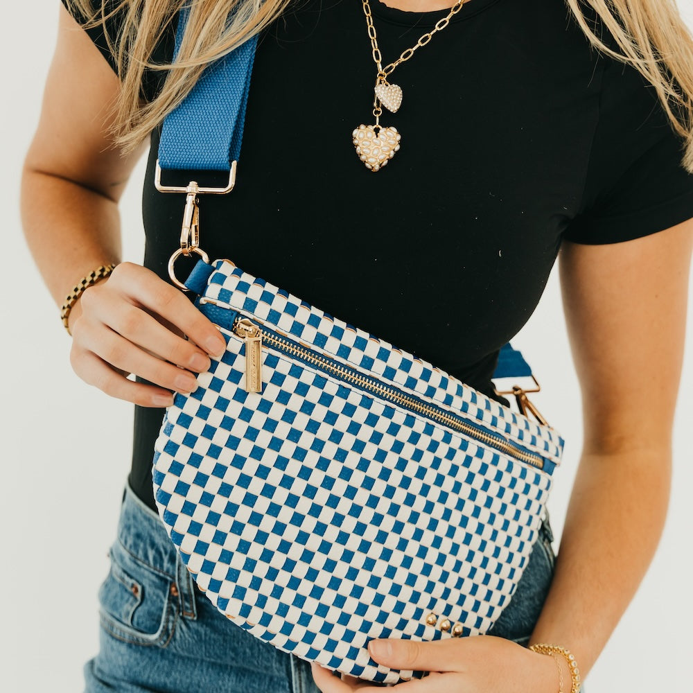 Westlyn Woven Bum Bag - TOP SELLER - Woven Checkered Black - Bexa Boutique