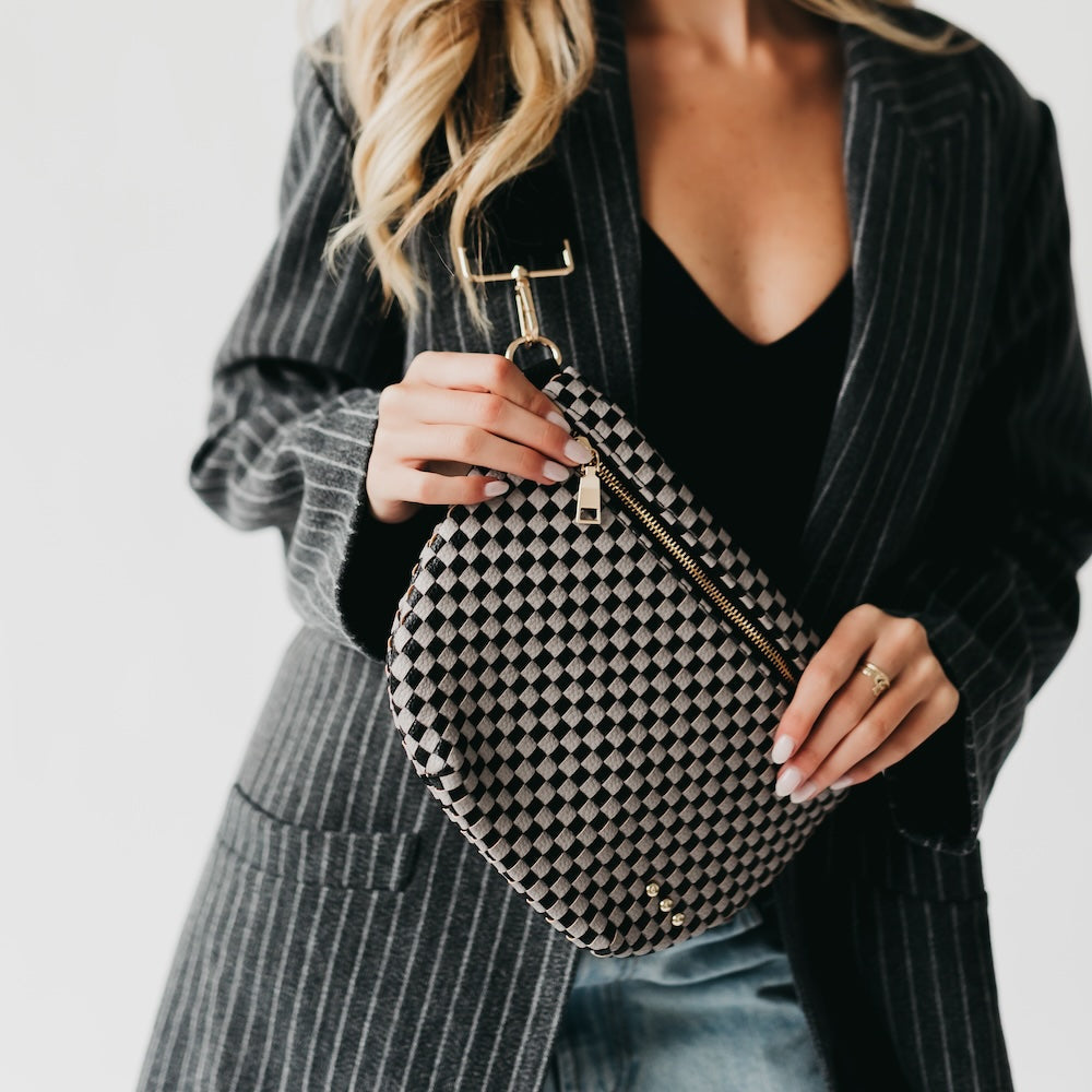 Westlyn Woven Bum Bag - TOP SELLER - Woven Checkered Black - Bexa Boutique