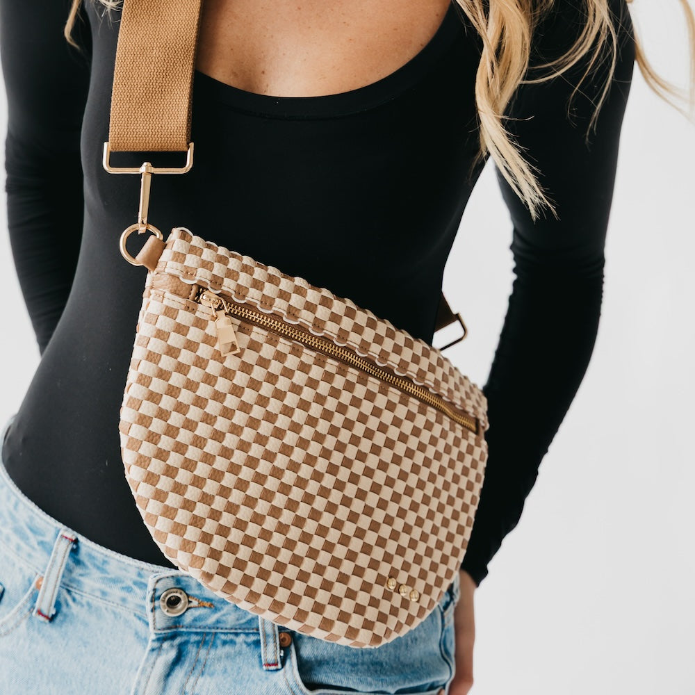 Westlyn Woven Bum Bag - TOP SELLER - Woven Checkered Black - Bexa Boutique
