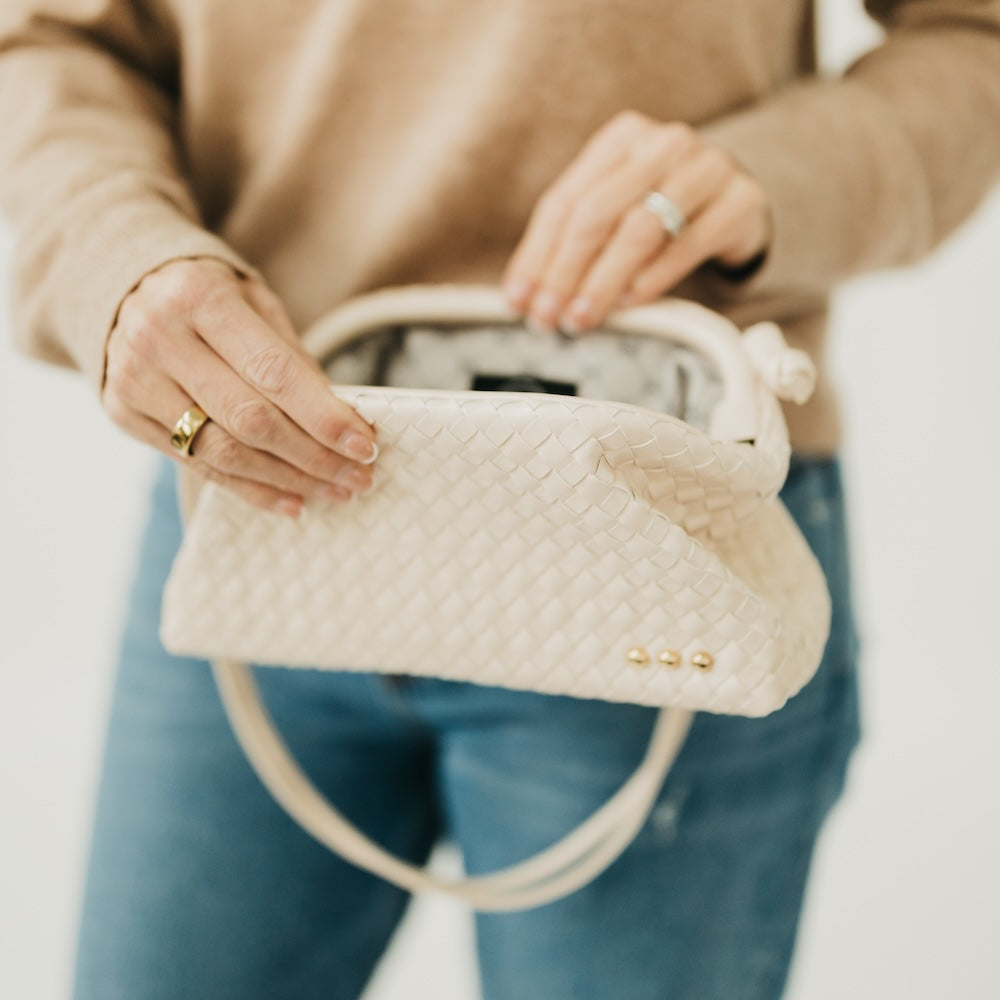 Lacy Woven Frame Crossbody Bag - Black - Bexa Boutique