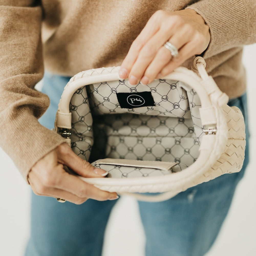 Lacy Woven Frame Crossbody Bag - Black - Bexa Boutique