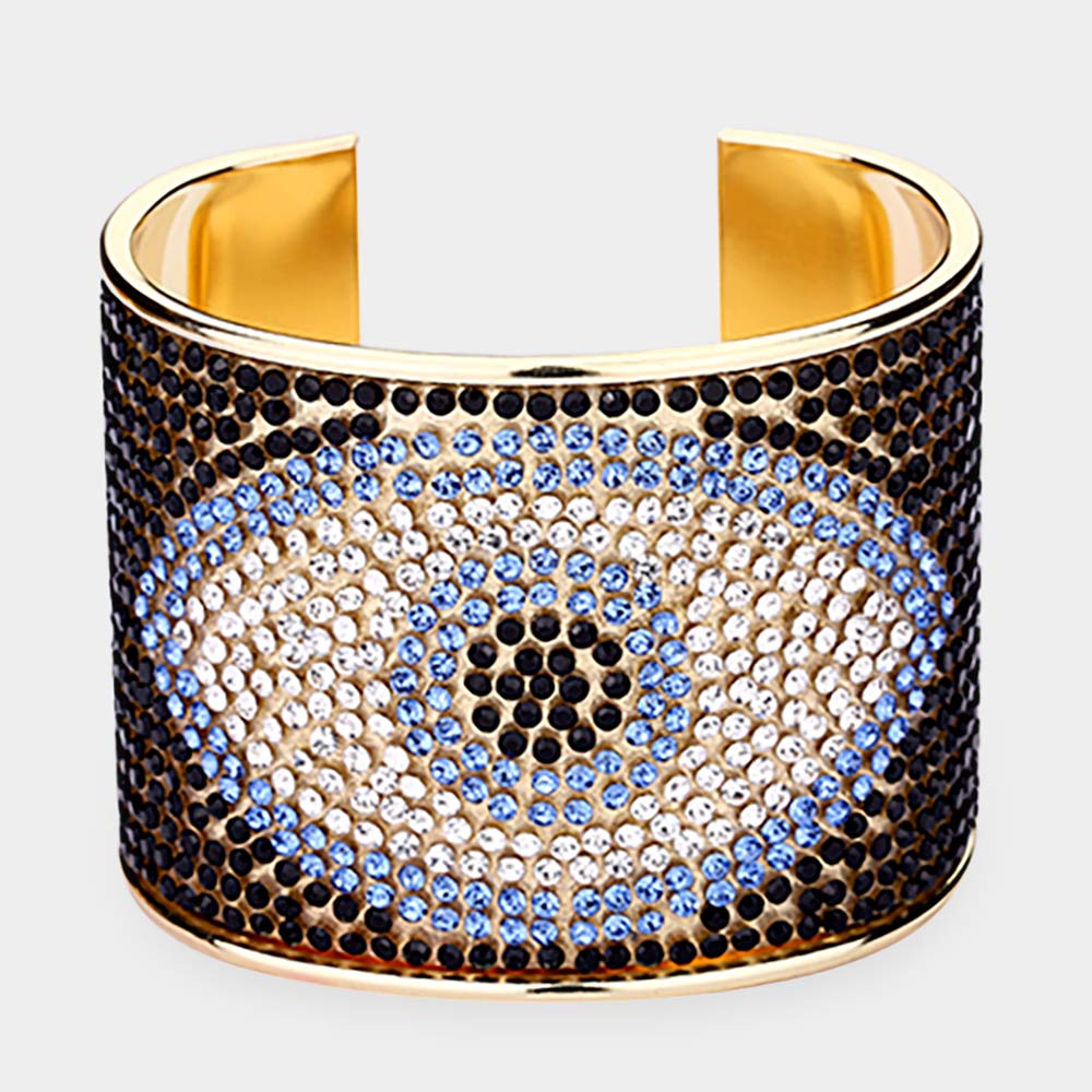 Evil Eye Rhinestone Paved Cuff Bracelet