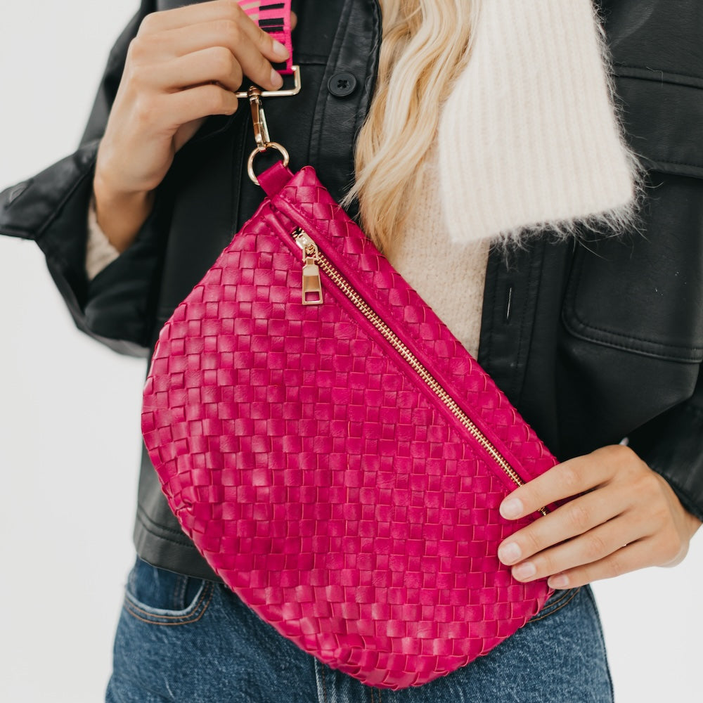 Westlyn Woven Bum Bag - TOP SELLER - Woven Checkered Black - Bexa Boutique
