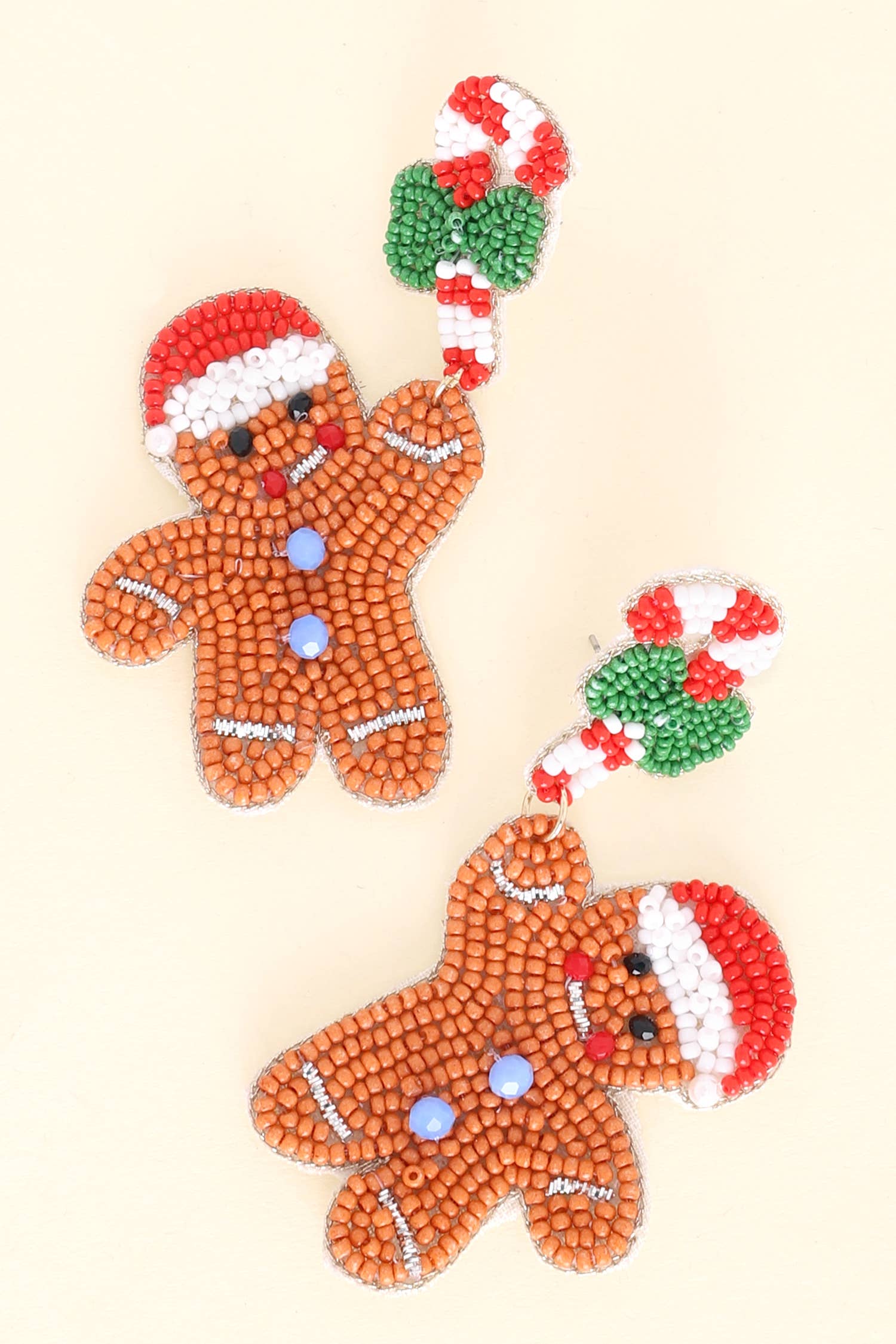 Candy Cane Gingerbread Man Christmas Earrings - Pretty Crafty Lady Shop