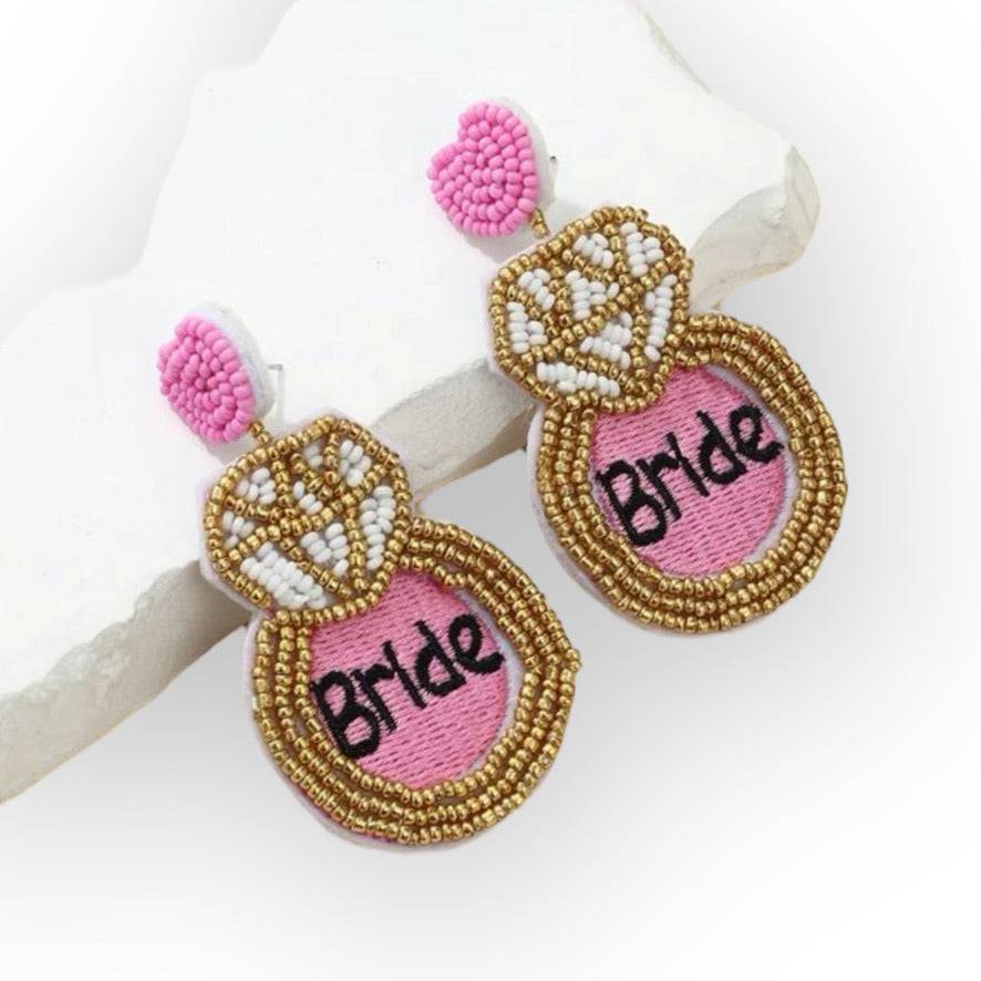 Beaded Bride Wedding Ring Earrings - Pretty Crafty Lady Shop