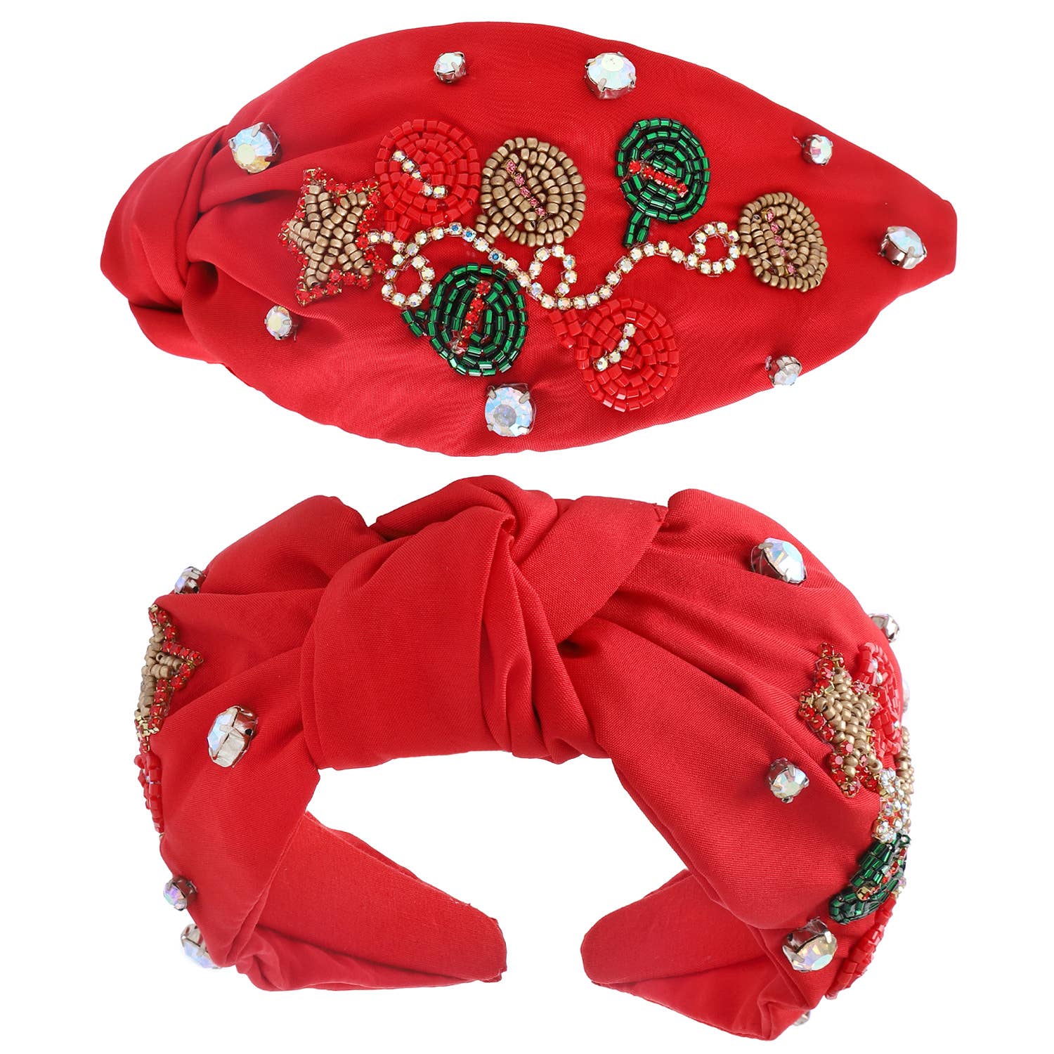 Jeweled Christmas Tree Beaded Knotted Headband - Pretty Crafty Lady Shop