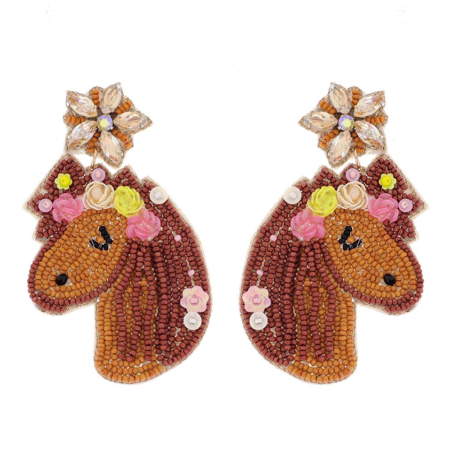 Jeweled Horseshoe Equestrian Beaded Earrings