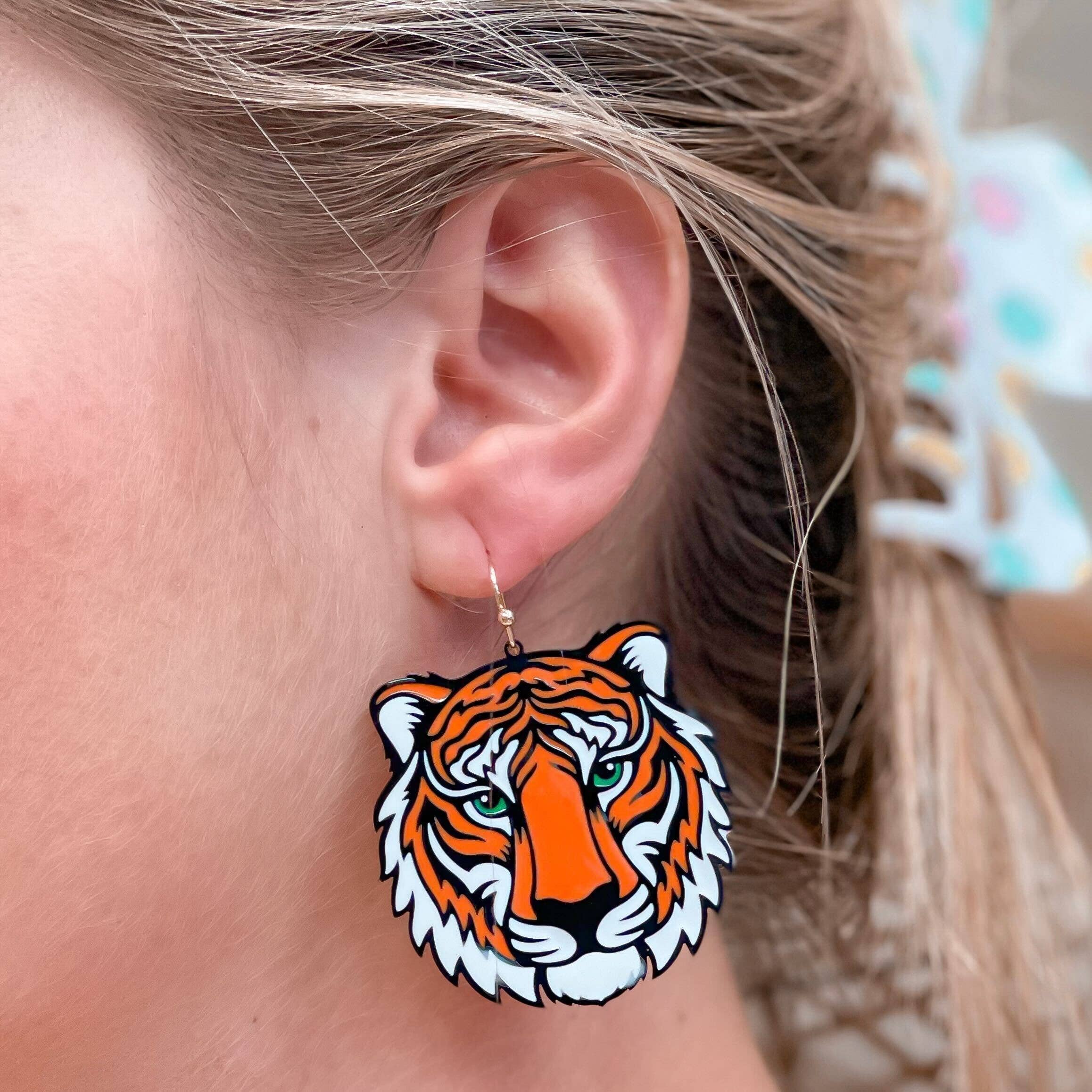 Bold Tiger Dangle Earrings - Pretty Crafty Lady Shop