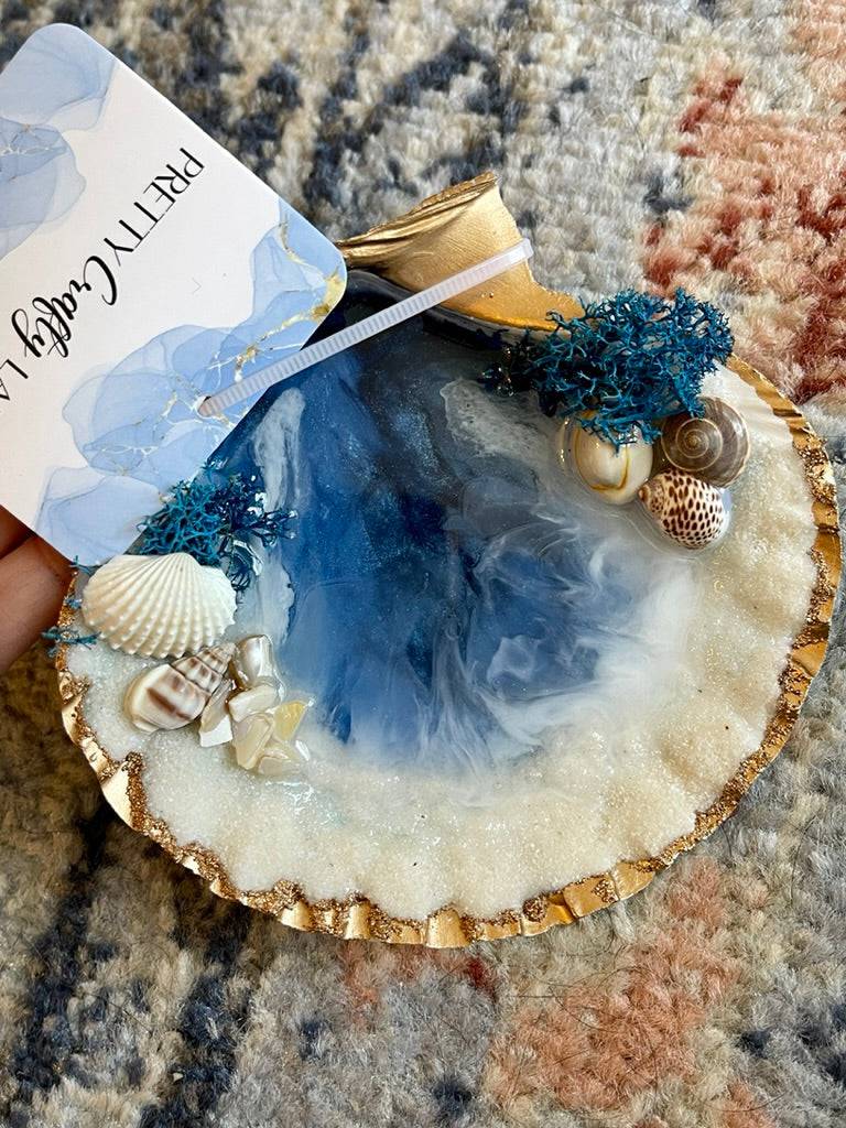 XL Ocean Lion's Paw Clam Shell Trinket Dish w/Shells - Pretty Crafty Lady Shop