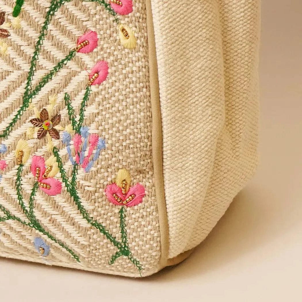 Flowers and Butterfly Embroidered Tote Bag - Pretty Crafty Lady Shop