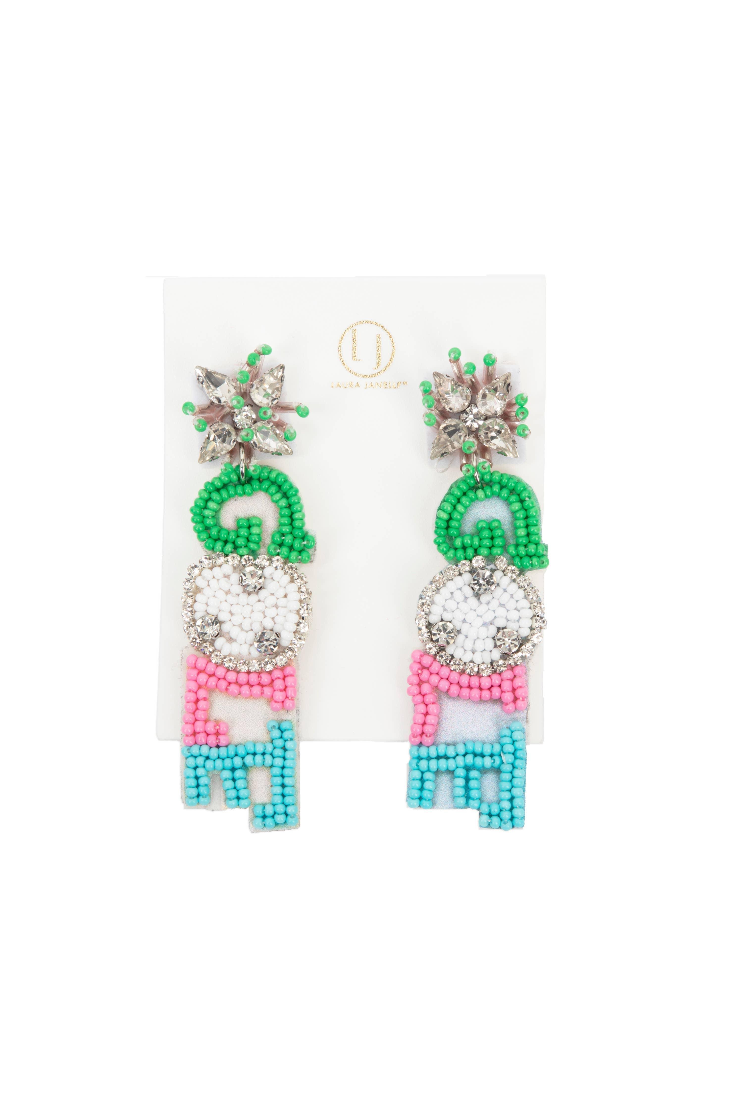 Colorful Golf Spellout Earrings