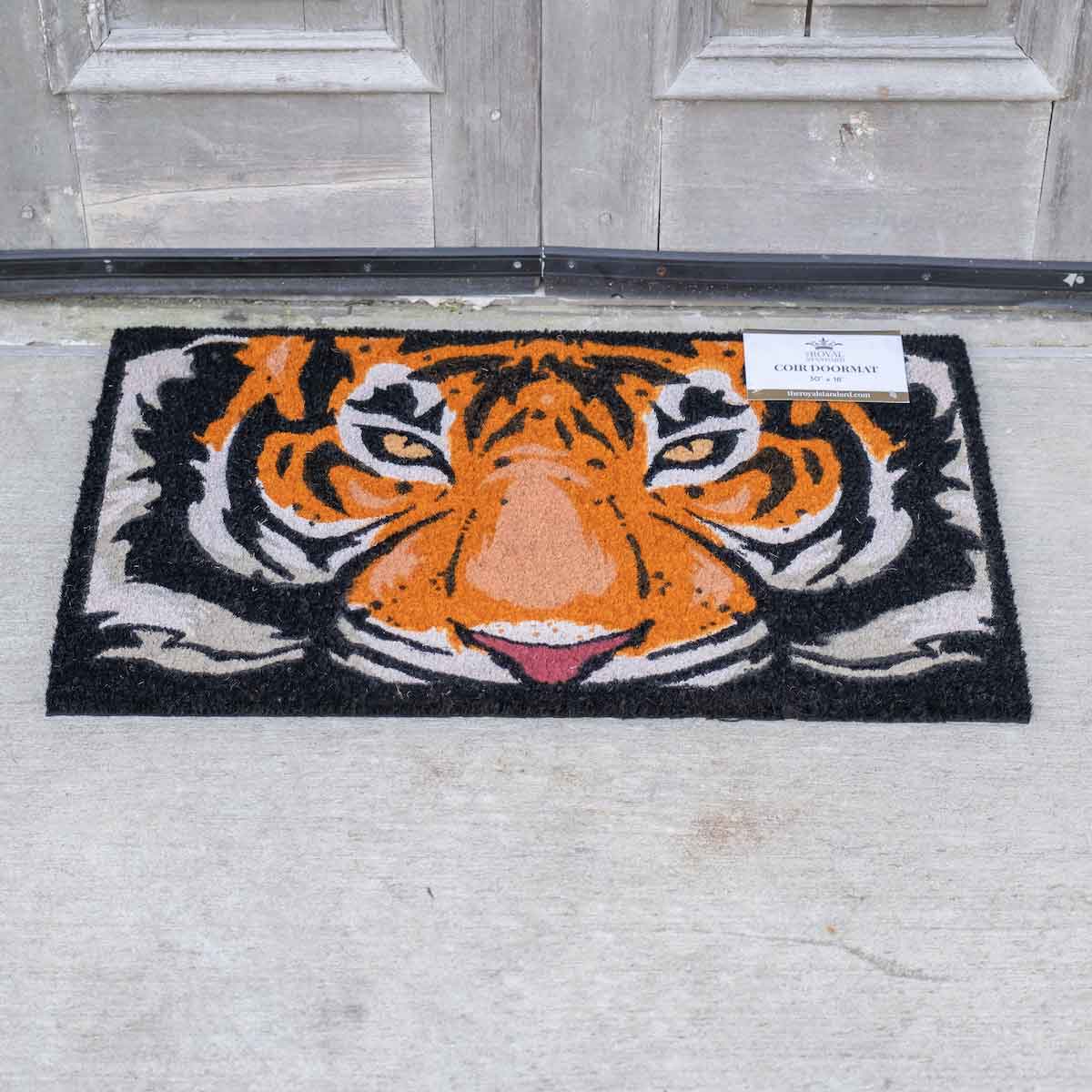 Eye of the Tiger Coir Doormat   Orange/Black   30x18 - Pretty Crafty Lady Shop