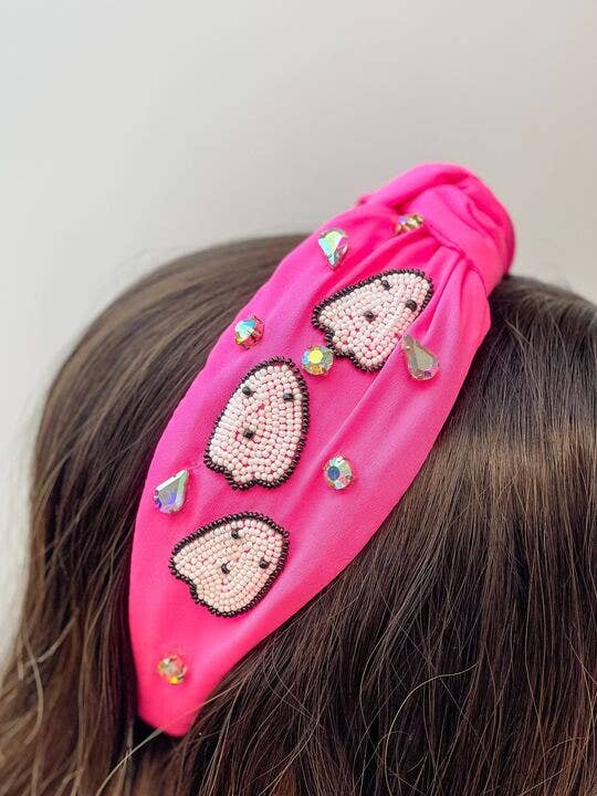 Beaded Ghost Top Knot Headband - Pink - Bexa Boutique