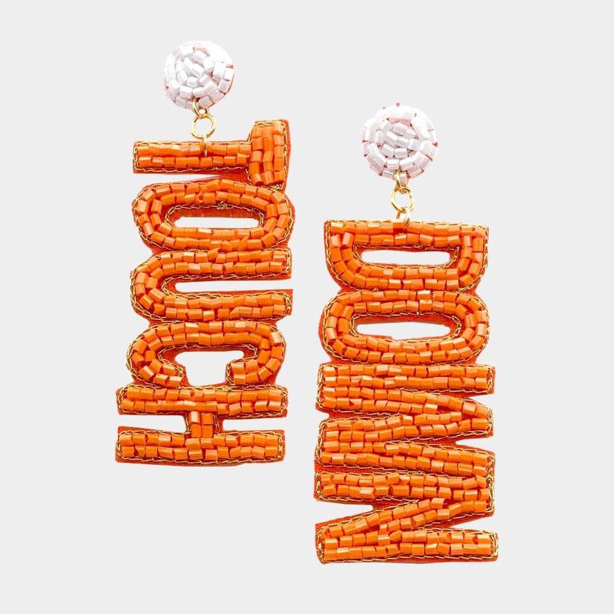 TOUCHDOWN Orange Beaded Earrings - Pretty Crafty Lady Shop