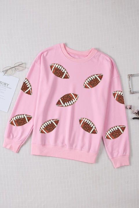 Sequin Football Patch Sweatshirt - Bexa Boutique