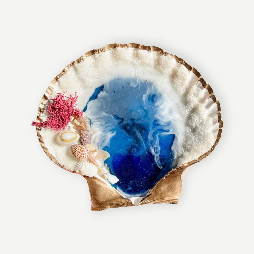 XL Ocean Lion's Paw Clam Shell Trinket Dish w/Shells - Pretty Crafty Lady Shop